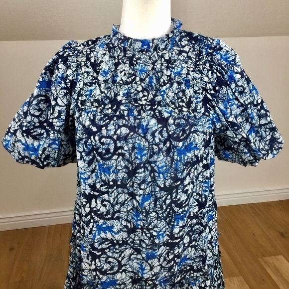 NEW Anthropologie Love the Label Andrea Blue Puff Sleeve Mini Dress - Picture 7 of 15